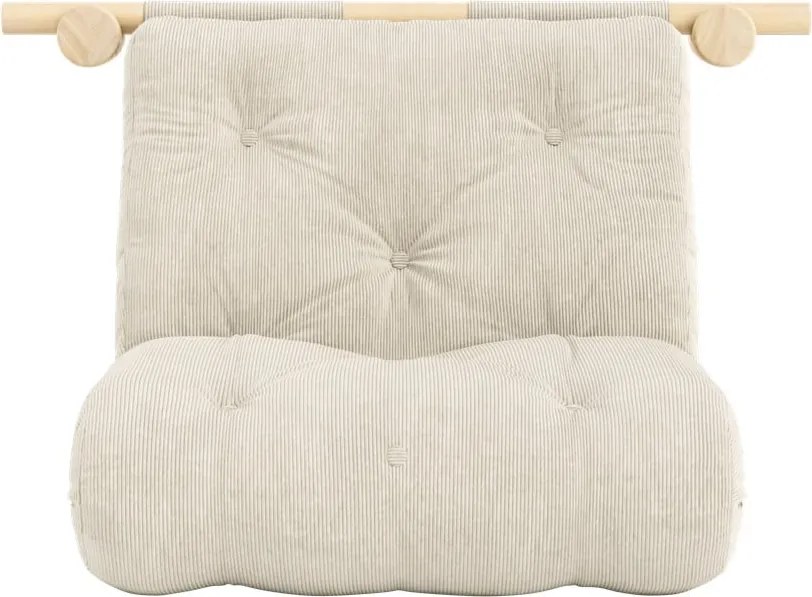 Poltrona color crema allungabile con rivestimento in velluto a coste Hooked – Karup Design