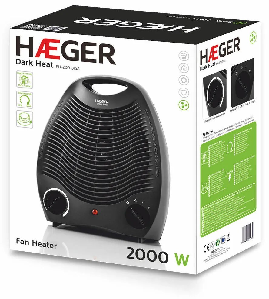 Termoventilatore Portatile Haeger FH-200.015A 2000 W Nero