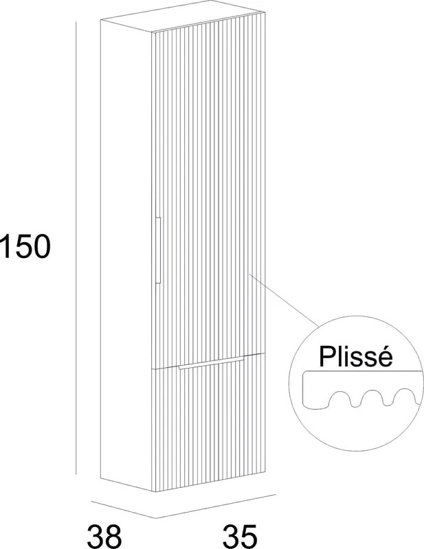 Colonna per mobile bagno Modula BADEN HAUS 1 cassetto 1 anta P 38 x L 35 x H 150 cm grigio opaco