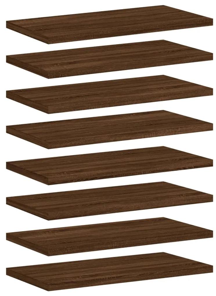 Mensole parete 8pz rovere marrone 40x20x1,5cm legno multistrato