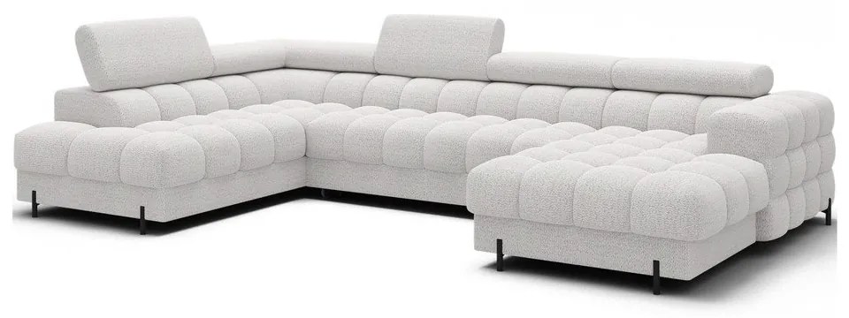 Divano angolare color crema allungabile (con penisola a sinistra/a U) con rivestimento in bouclé Feraria – ELTAP