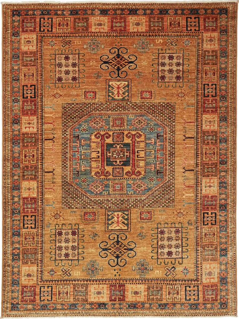 Kazak Tappeto 150x200 Giallo (Pakistan) Annodato A Mano