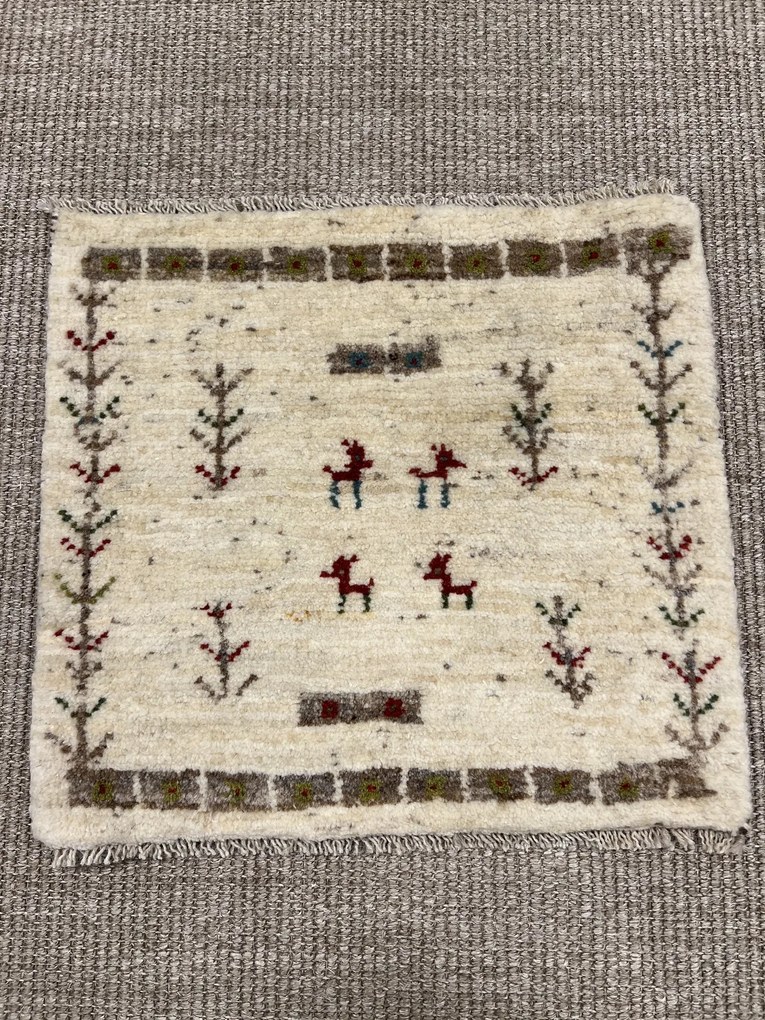 Gabbeh Tappeto 40x40 Beige (Iran) Annodato A Mano