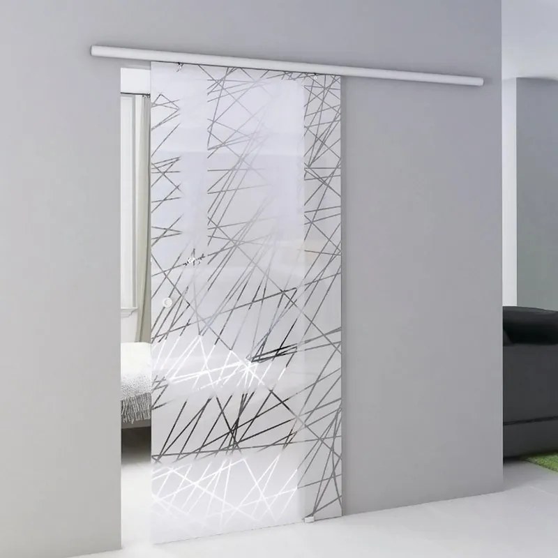 Porta scorrevole reversibile Armonia in alluminio grigio, L 96 x H 215 cm, con binario Atena