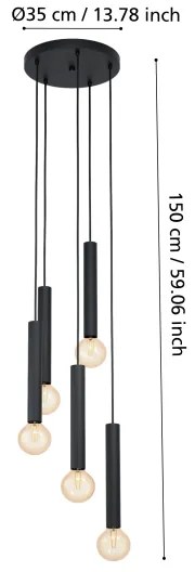 Eglo 98058 - Lampadario a sospensione con filo CORTENOVA 5xE27/60W/230V