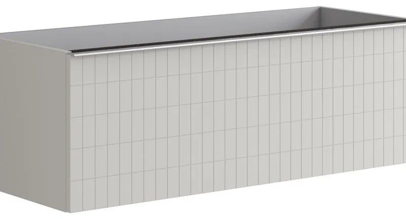 Mobile da bagno sotto lavabo Pixel grid grigio pastello e maniglia alluminio brillante laccato opaco L 120 x H 40 x P 45.5 cm 2 cassetti, lavabo non incluso