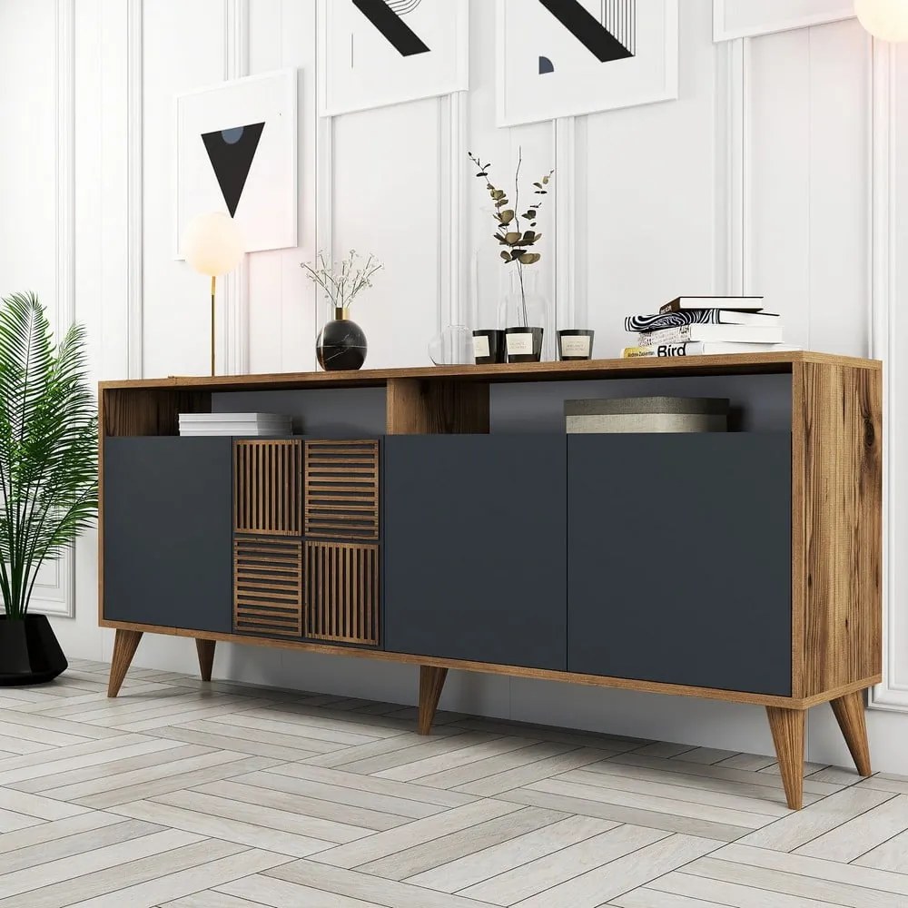 Credenza antracite in noce 180x79 cm Milan - Kalune Design