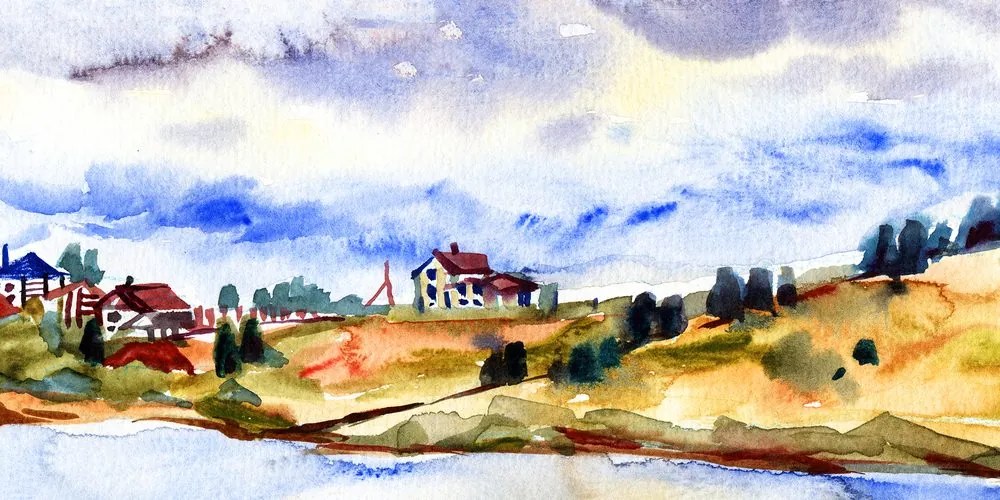 Quadro su tela – Villaggio acquerellato