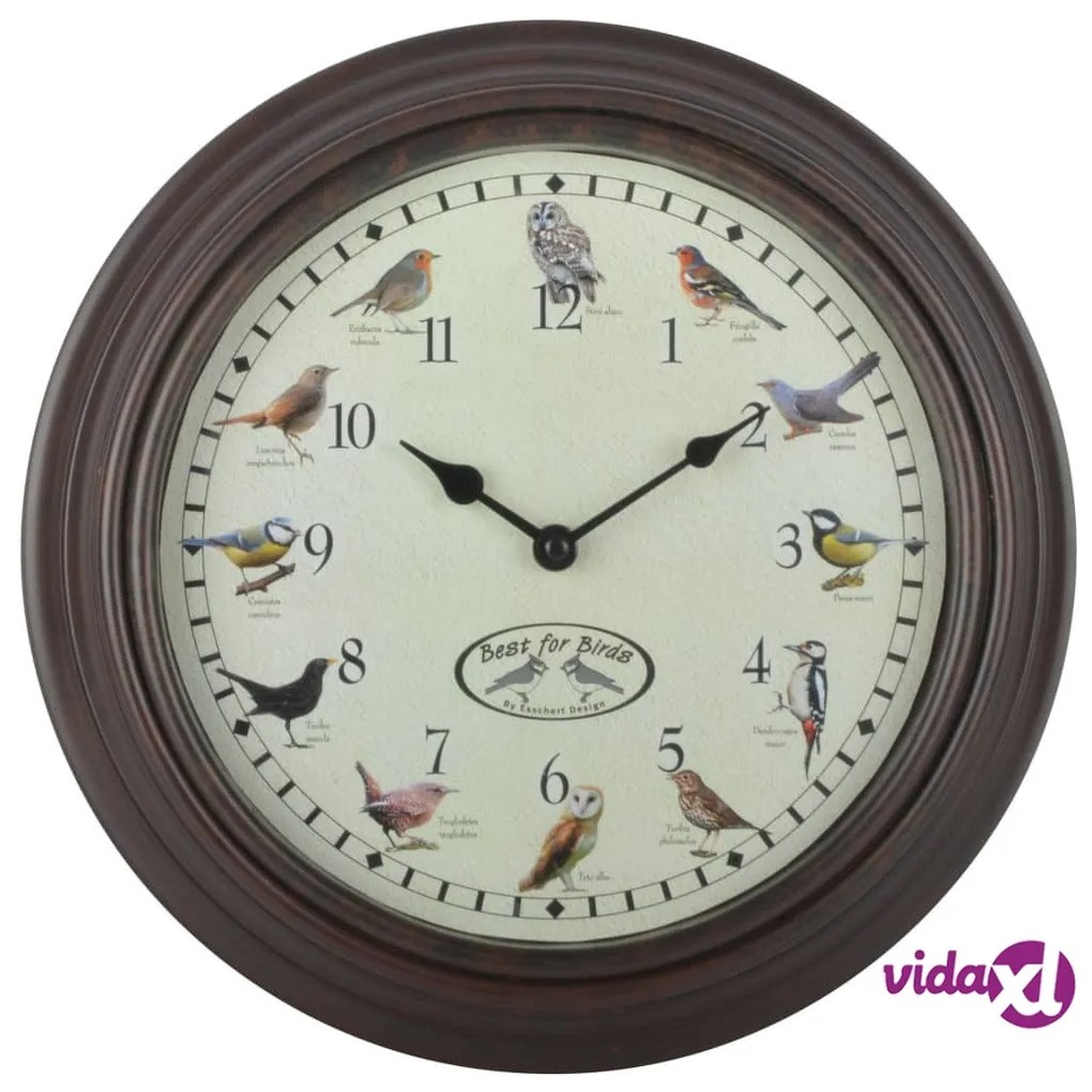 Esschert Design Orologio con Suoni di Uccelli