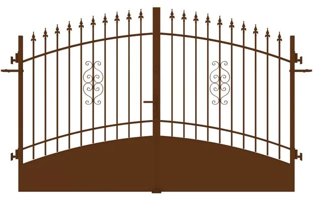 Cancello Marmolada in ferro, apertura centrale, L 308.5 x H 195 cm, di colore ruggine