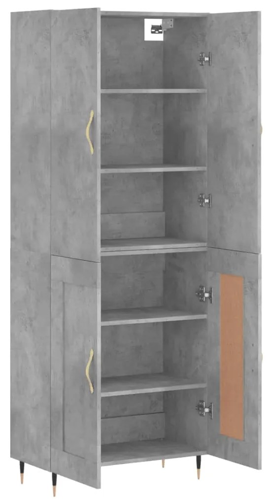 Credenza Grigio Cemento 69,5x34x180 cm in Legno Multistrato