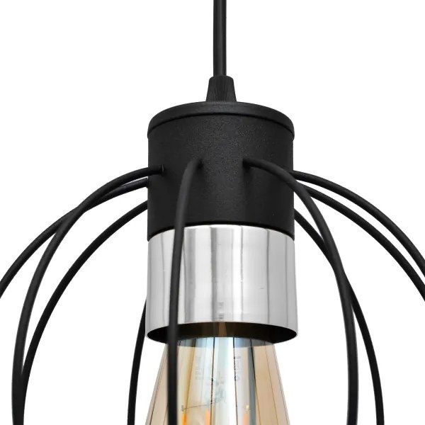 Lampadario a sospensione con filo STARLIGHT 1xE27/15W/230V nero/argento