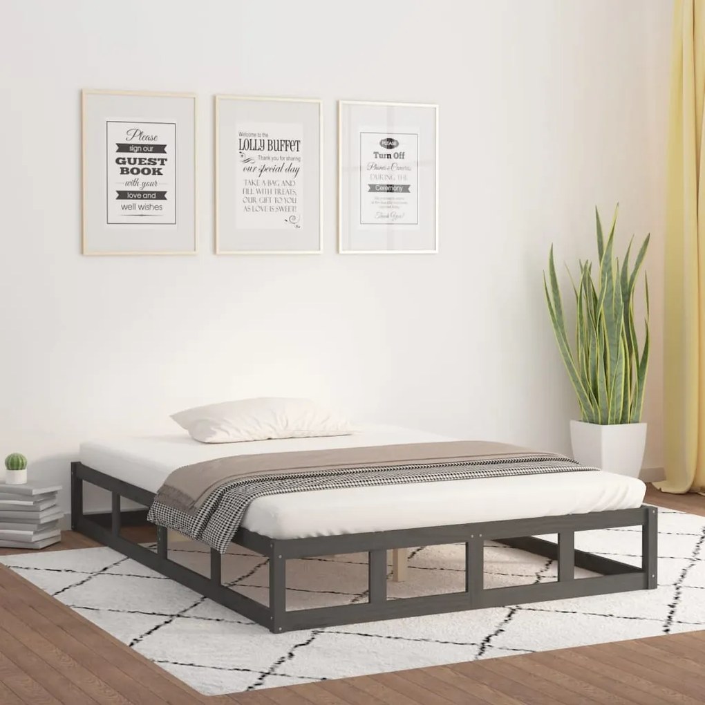 Giroletto Grigio 135x190 Cm Double İn Legno Massello /