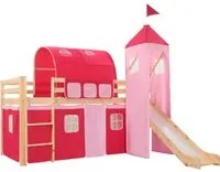 Letto a Castello per Bambini Scivolo e Scala in Pino 208x230 cm cod mxl 68533