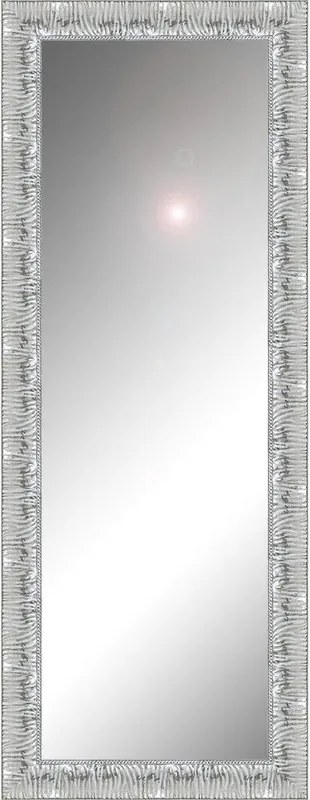 Specchio Camelia rettangolare in legno bianco argento foglia 125 x 40 cm