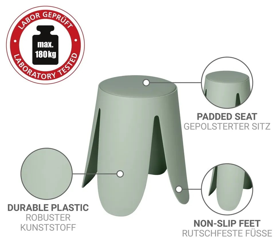 Sgabello color salvia in plastica impilabile Comiso – Wenko