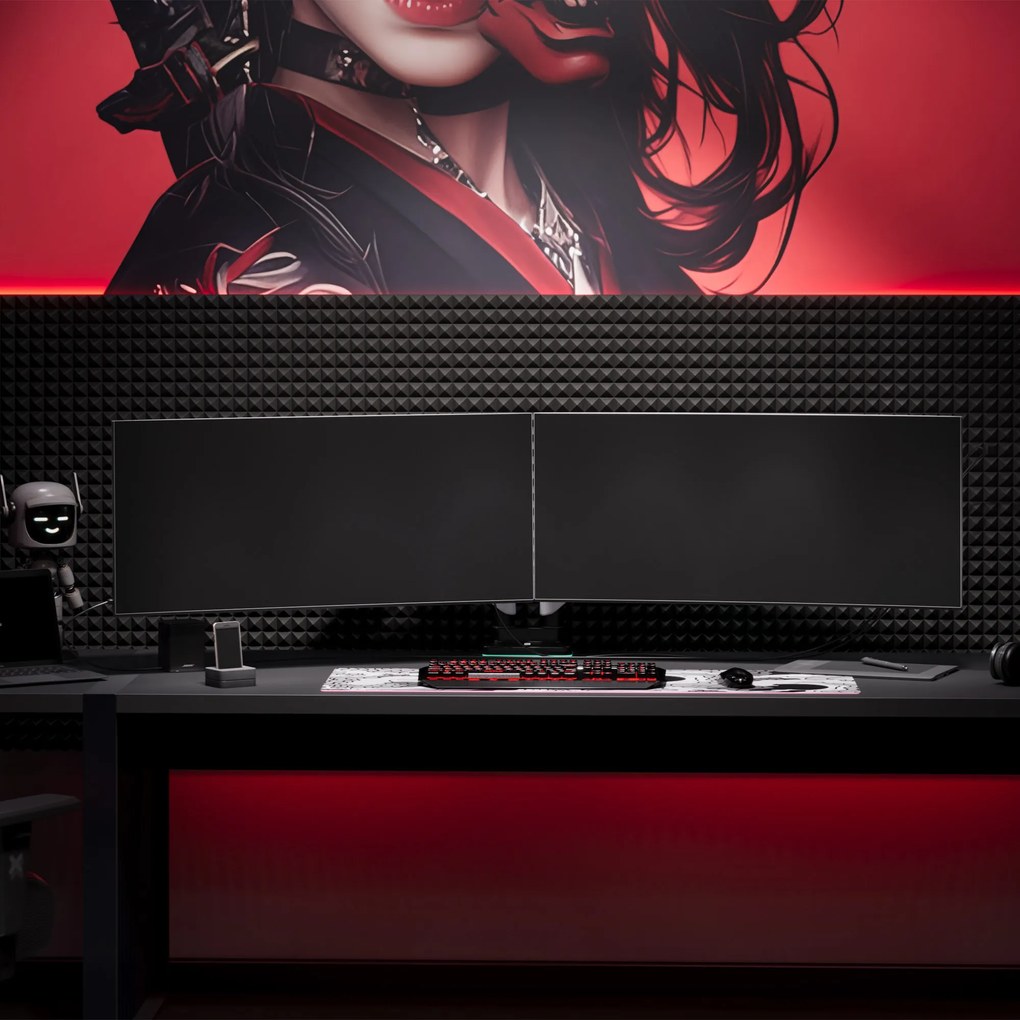 Supporto Doppio per Monitor da 49 Pollici Bianco e Nero X-Arm Dual RGB