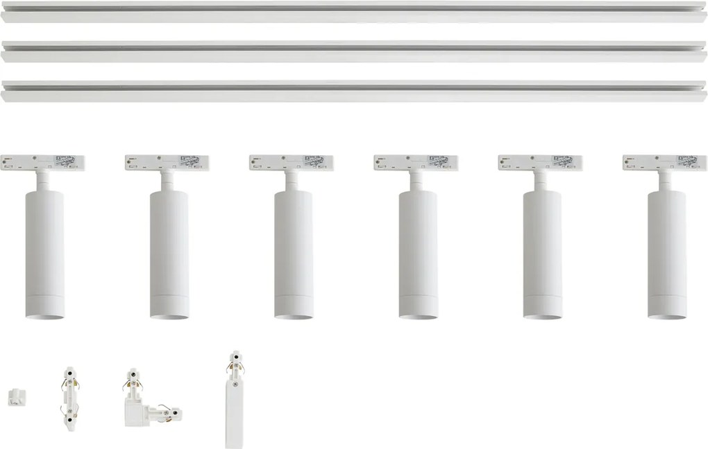 Sistema di illuminazione a binario moderno con 6 faretti bianco 1 fase - Slimline Uzzy