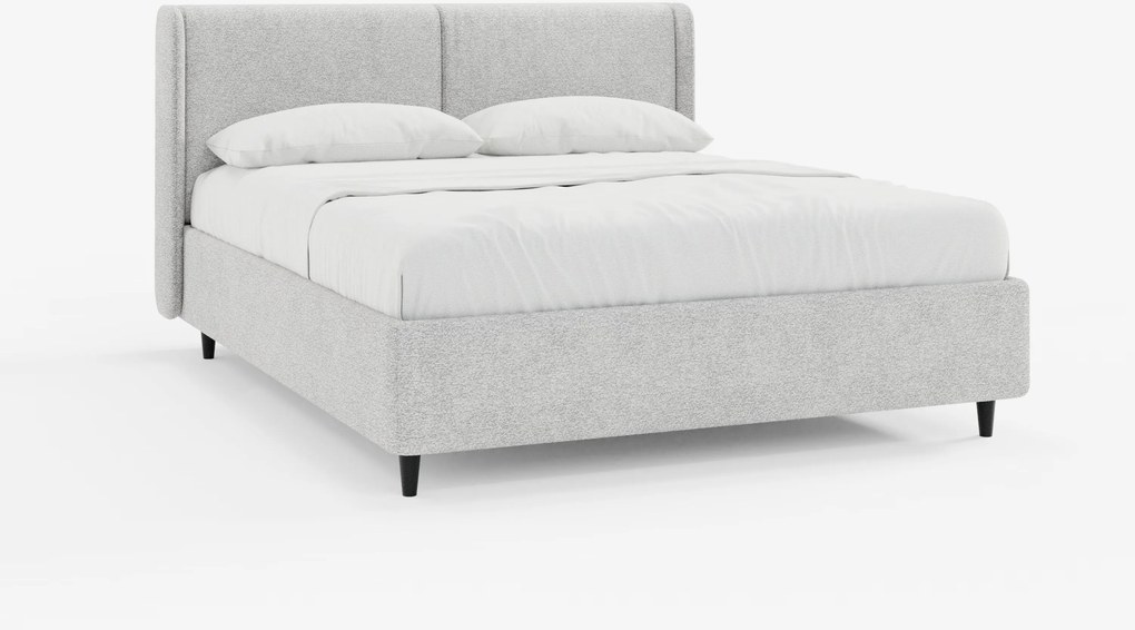 VALKIRIA letto di design con vano contenitore e testiera avvolgente - 2 cuscini imbottiti e tessuto Oeko-Tex®
