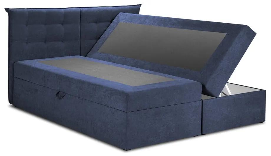 Letto boxspring blu scuro con contenitore 160x200 cm Echaveria - Mazzini Beds