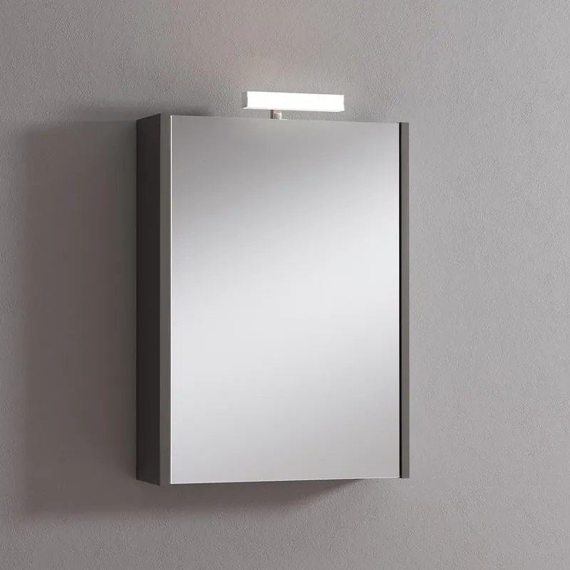 Pensile con luce Akira laccato lucido grigio L 51.5 x H 70 x P 15.5 cm