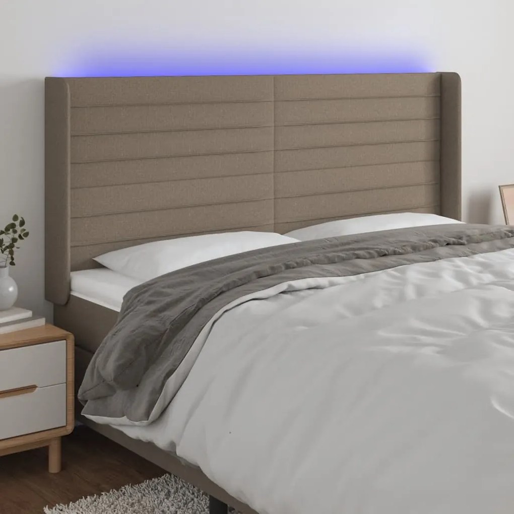 Testiera A Led Tortora 203x16x118/128 Cm İn Tessuto /