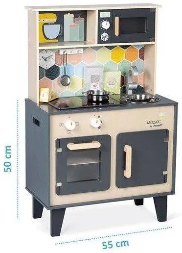 Janod - Cucina in legno con piano cottura a LED MOZAIC 2xLR6