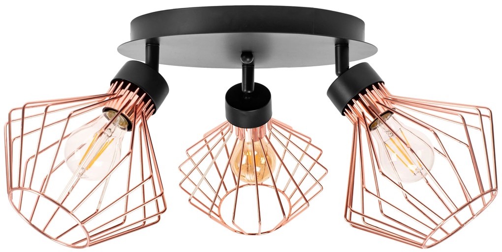 Lampada da soffitto a soppalco tripla in metallo rosa nera APP536-3C