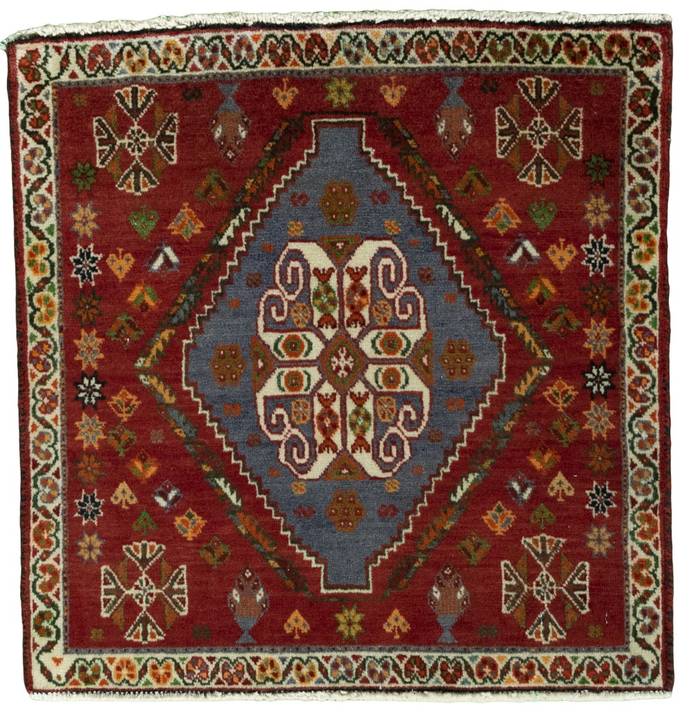 Shiraz Tappeto 60x60 Rosso (Iran) Annodato A Mano
