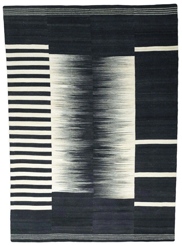 Kilim Tappeto 320 x 230 Nero (Iran) Tessuto A Mano