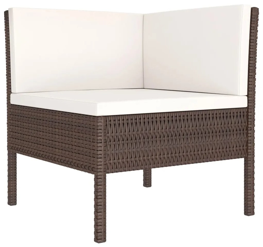 Set Divani da Giardino 9 pz con Cuscini in Polyrattan Marrone