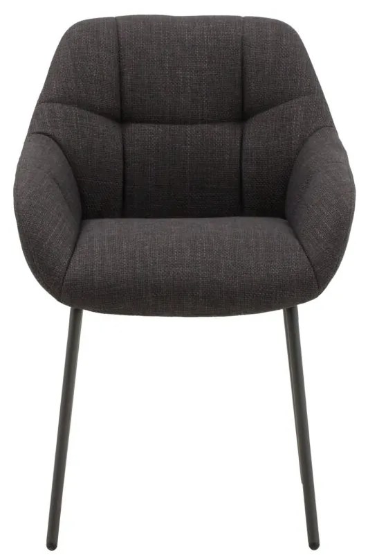 Set di poltroncine SMICHOV in tessuto grigio scuro e gambe in metallo nero, con braccioli