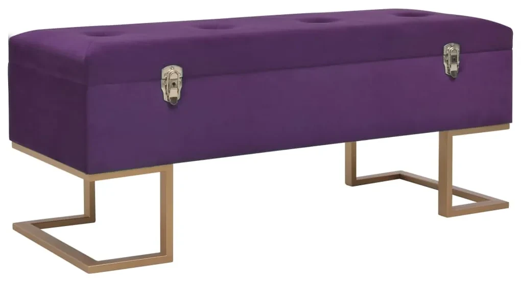 Panca con vano portaoggetti 105 cm viola in velluto
