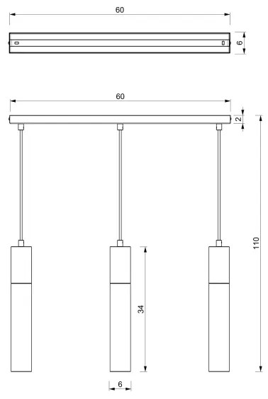 Lampadario a sospensione con filo CASSA 3xGU10/8W/230V nero/oro
