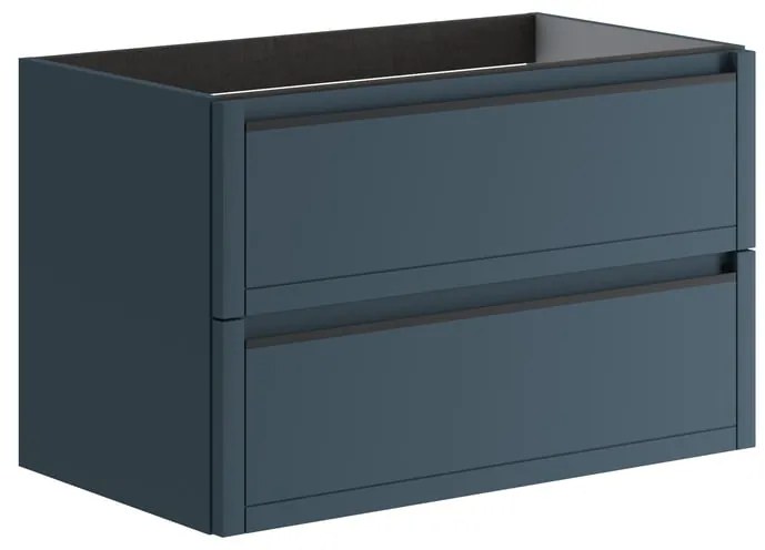 Mobile da bagno sospeso sotto lavabo L 79.5 x H 50 x P 45.5 cm blu opaco, 2 cassetti TRATTO
