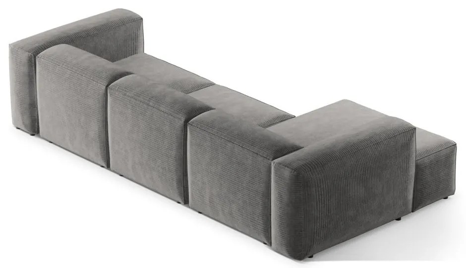 Divano angolare grigio chiaro (con penisola a sinistra/con chaise lounge) con rivestimento in velluto a coste Bergamo – Cosmopolitan Design