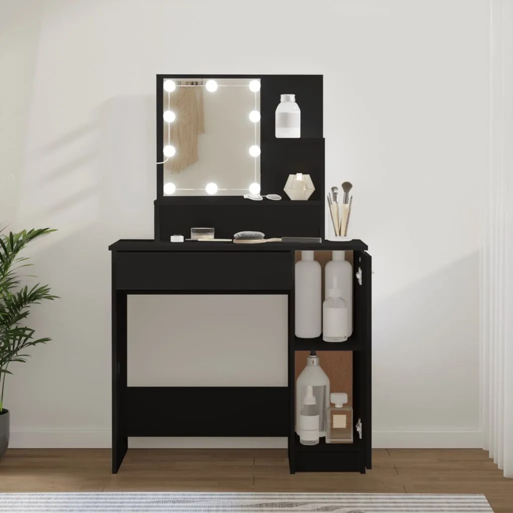 Toeletta Con Led Nero 86,5x35x136 Cm /