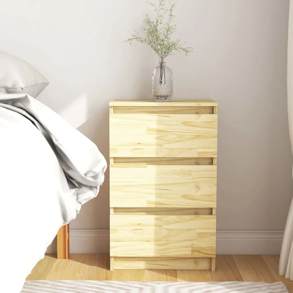 Comodino 40x29,5x64 Cm İn Legno Massello Di Pino /