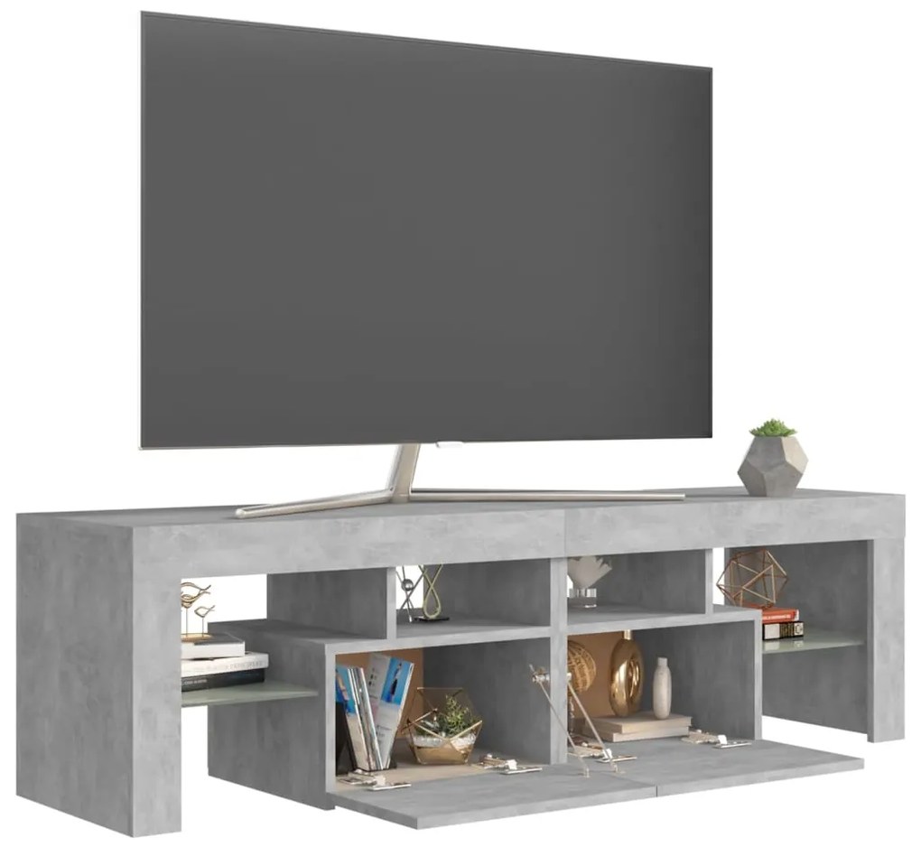 Mobile Porta TV con Luci LED Grigio Cemento 140x36,5x40 cm