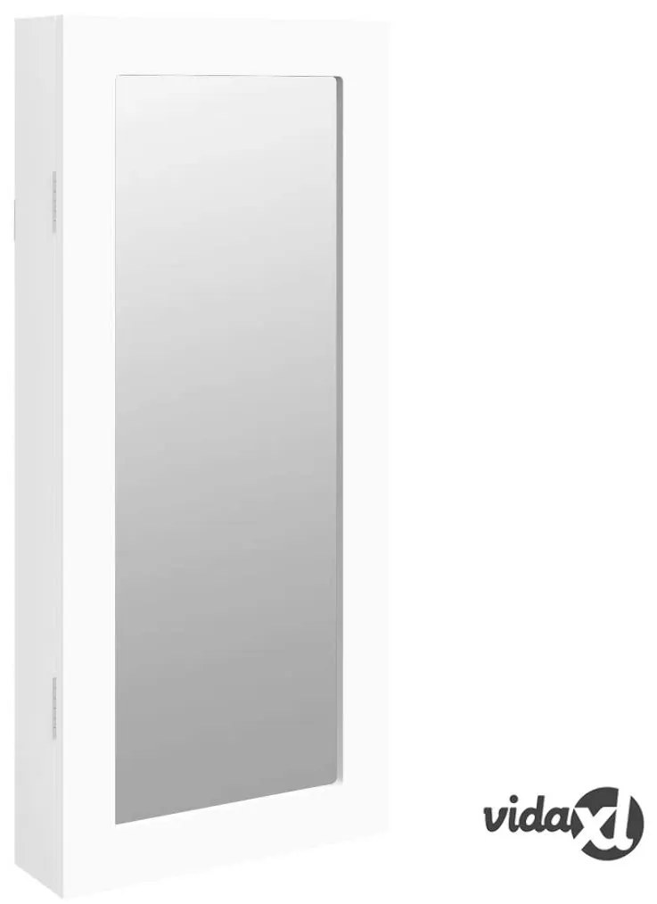 vidaXL Armadio Portagioie con Specchio a Muro Bianco 30x8,5x67 cm