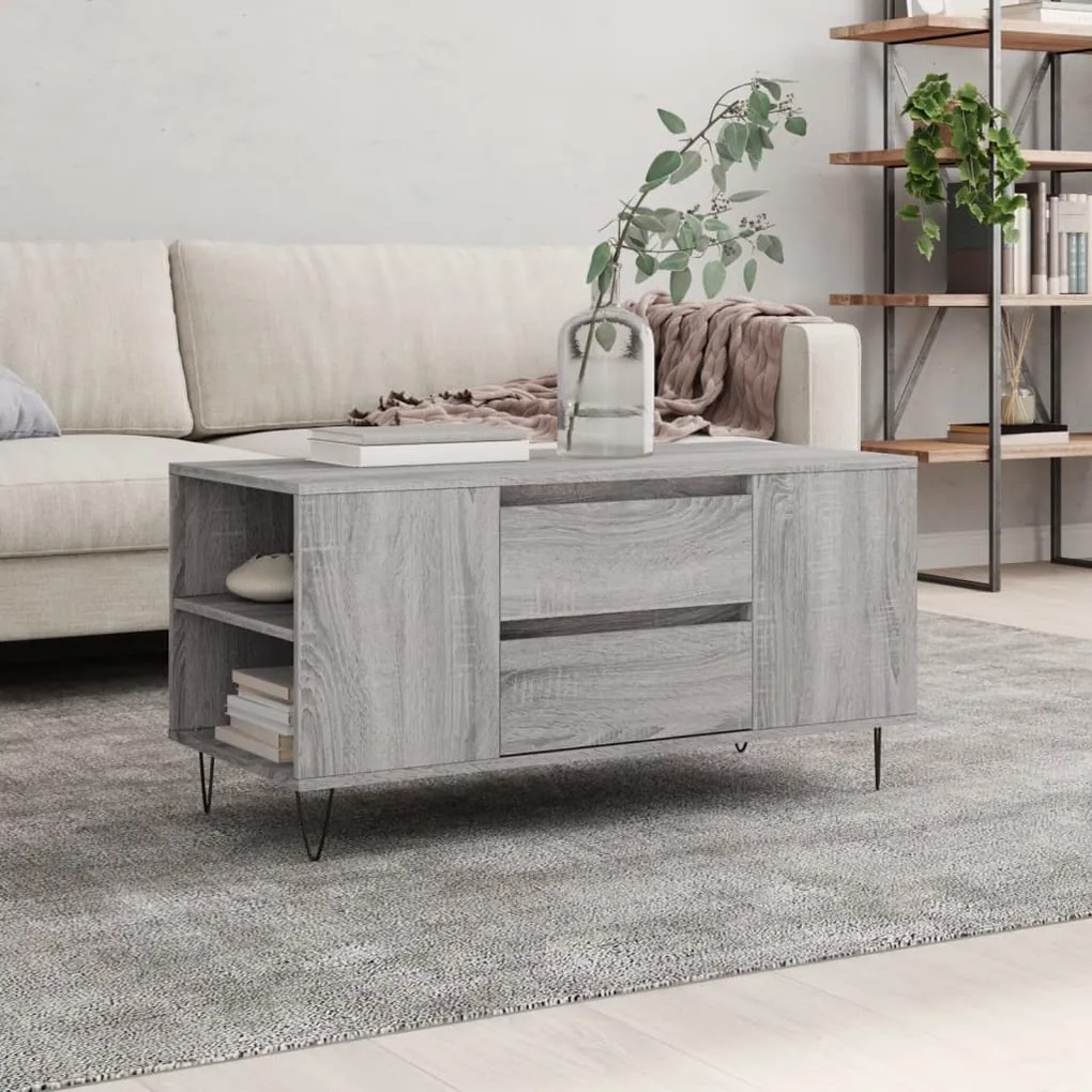 Tavolino salotto grigio sonoma 102x44,5x50 cm legno multistrato