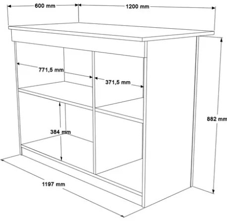 Isola Centrale Cucina 120 Cm Con Ante E Ripiani Dorian Bianca