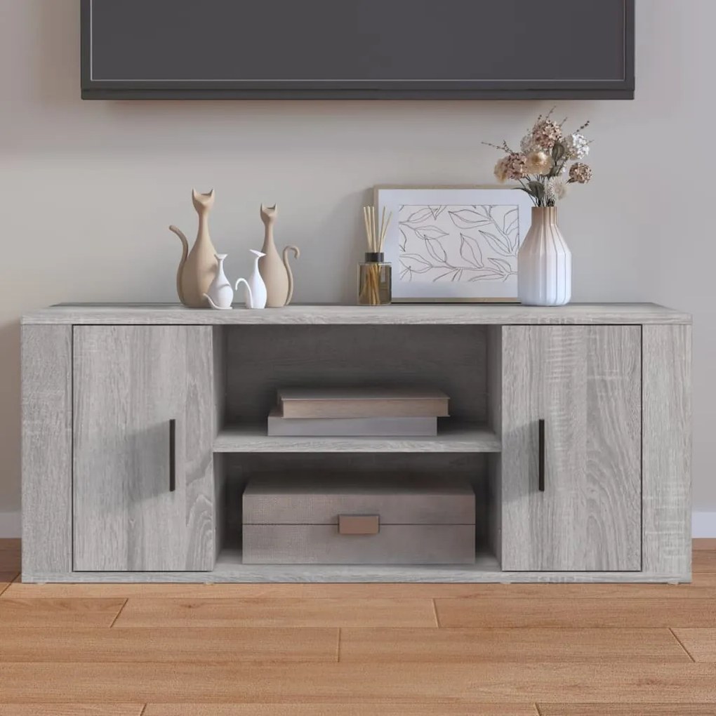 Mobile Tv Grigio Sonoma 100x35x40 Cm İn Legno Multistrato /