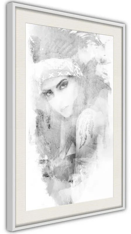 Poster  Mysterious Look (Grey)  Cornice Quadri Cornice nera con pass-partout, Larghezza x Altezza Home decor 30x45