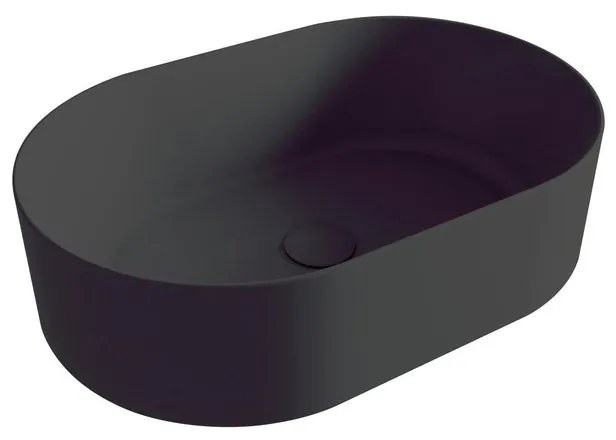 Lavabo da appoggio  OLYMPIA CERAMICA Open ovale in ceramica L 60 x H 16 x P 40 cm nero matt piletta non inclusa