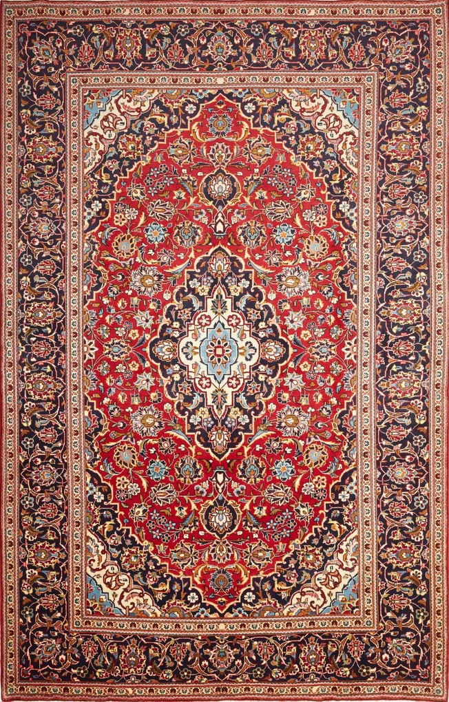 Kashan Tappeto 230 x 350 Rosso (Iran) Annodato A Mano