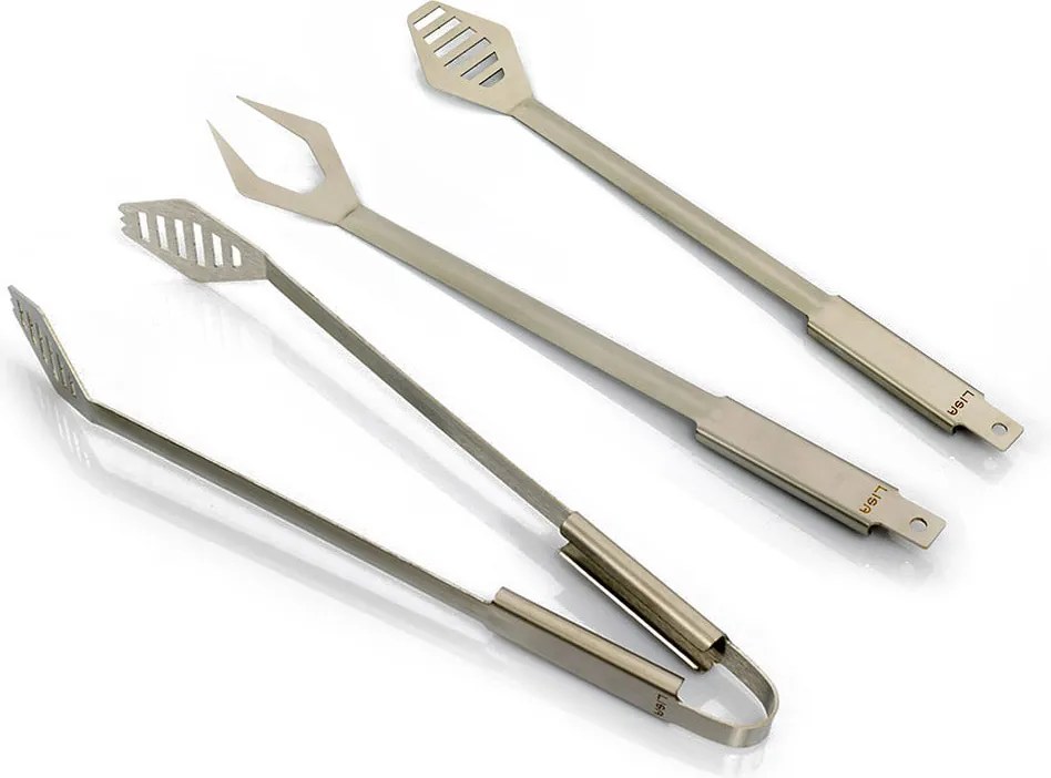 Set 3 Utensili per Barbecue in Acciaio Inox Lisa Luxury...