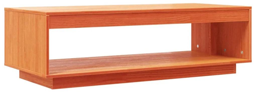 Tavolino da salotto marrone cera 110x50x33,5cm massello di pino