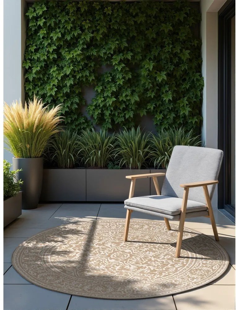 Tappeto da interno/esterno rotondo beige/avorio ø 160 cm Duet Kona – NORTHRUGS
