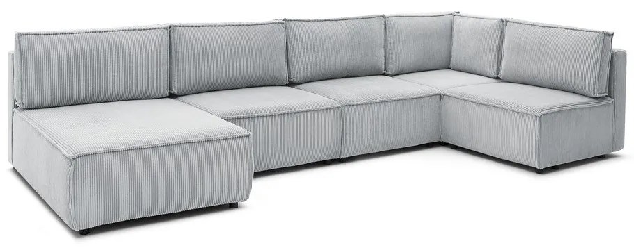 Divano a U angolare in velluto a coste variabile grigio chiaro Nihad modular - Bobochic Paris